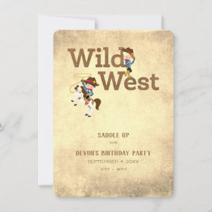 Wild West Cowboy Cowgirl Custom Child's Birthday Invitation