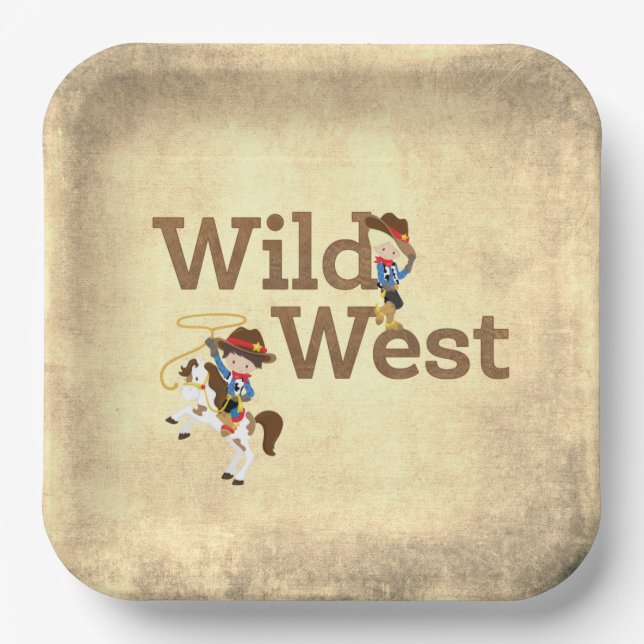 Wild West Cowboy Cowgirl Western Theme Paper Plate (Front)