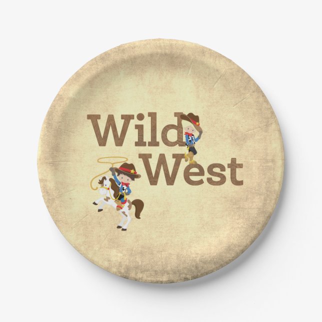 Wild West Cowboy Cowgirl Western Theme Paper Plate (Front)