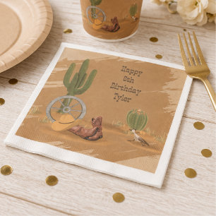 Wild West Cowboy Desert Cactus Birthday Napkin