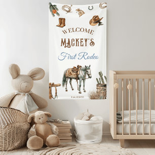 Wild West Cowboy First Birthday Celebration Banner