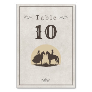 Wild west cowboy hat wedding  table number