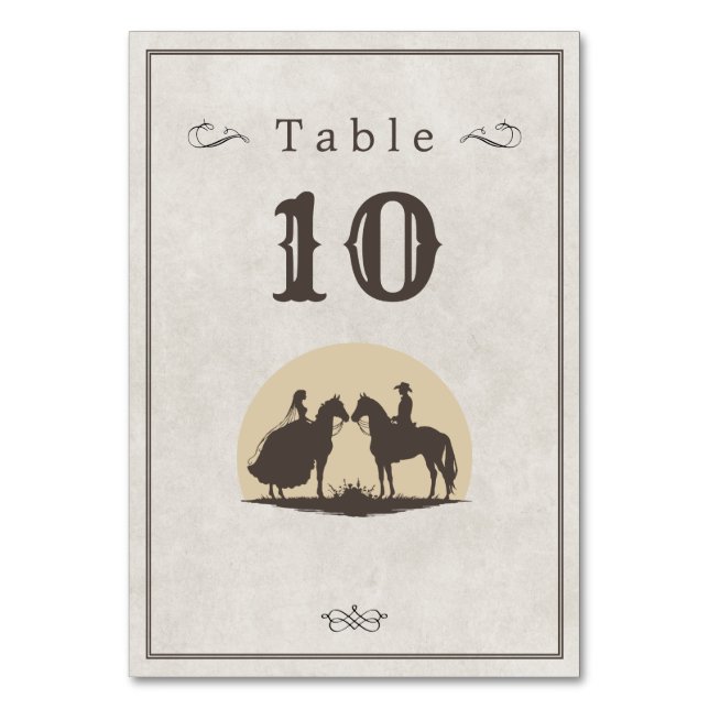 Wild west cowboy hat wedding  table number (Back)