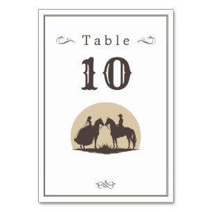 Wild west cowboy hat wedding  table number