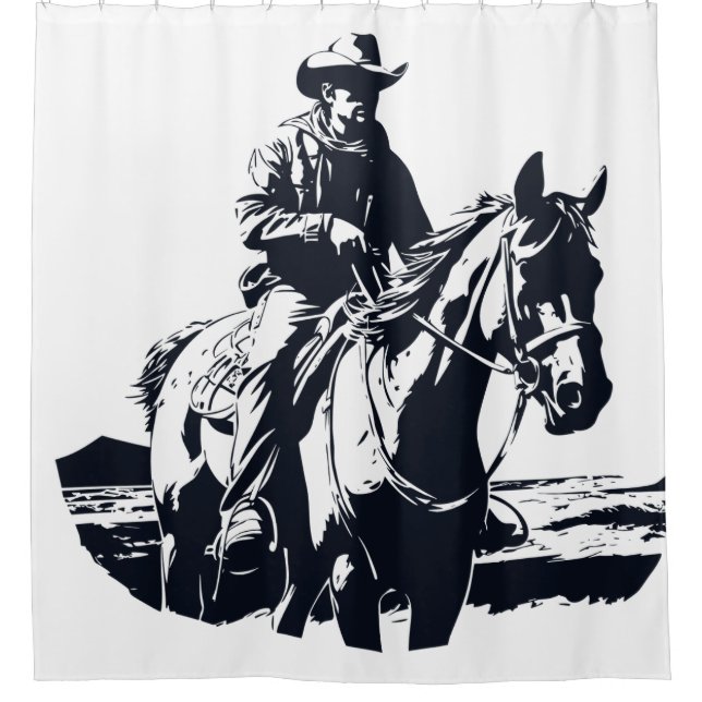 Wild West Cowboy Horse Back Riding Shower Curtain (Front)