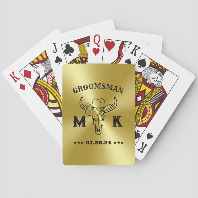 Wild West Cowboy Personalised Monogram Groomsmen Playing Cards (Back)