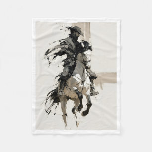 Wild West Cowboy Riding Horse Art Fleece Blanket