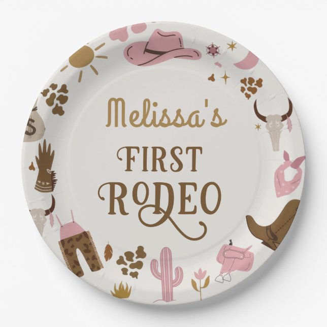 Wild West Cowboy Rodeo Birthday Party Paper Plate (Front)