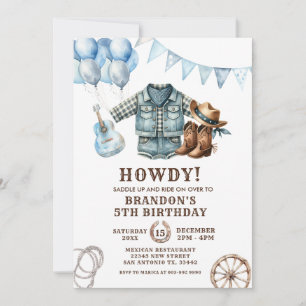 Wild West Cowboy Rodeo Kids Birthday Invitations