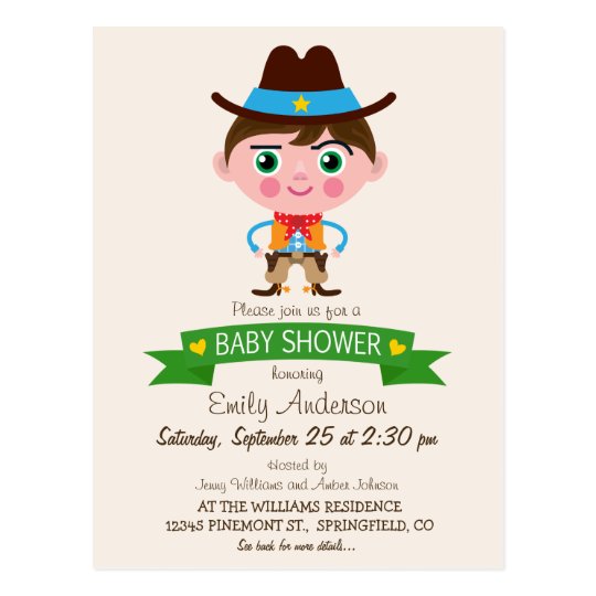 Wild West Cowboy Theme Baby Shower Postcard