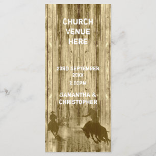 Wild west cowboy theme church wedding program programme