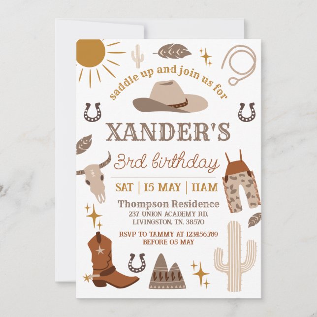 Wild West Cowboy Western Party Birthday Invitation (Front)