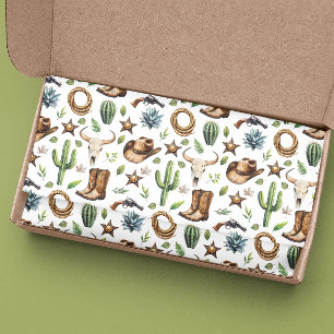 Wild West Cowboy Western Watercolor Tissue Paper