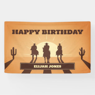 wild west cowboys sunset birthday banner