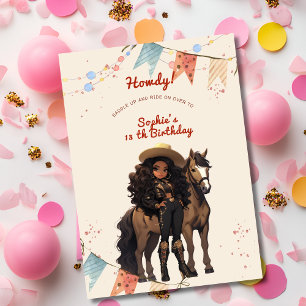 Wild west cowgirl birthday invitation