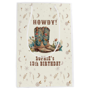 Wild west cowgirl birthday medium gift bag