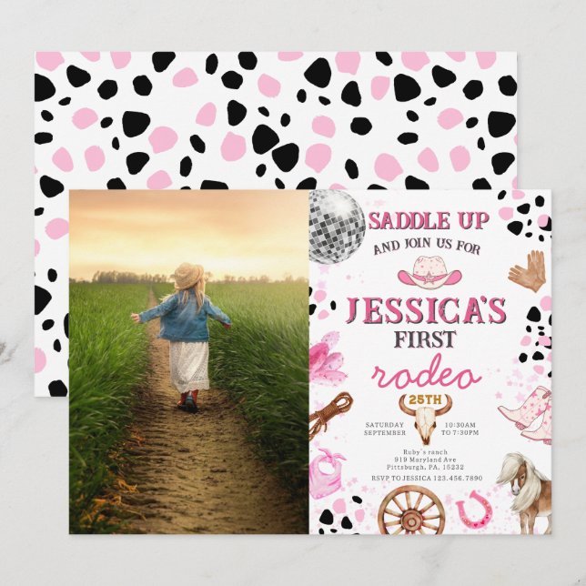 Wild West Cowgirl Country Western Birthday Party Invitation (Front/Back)