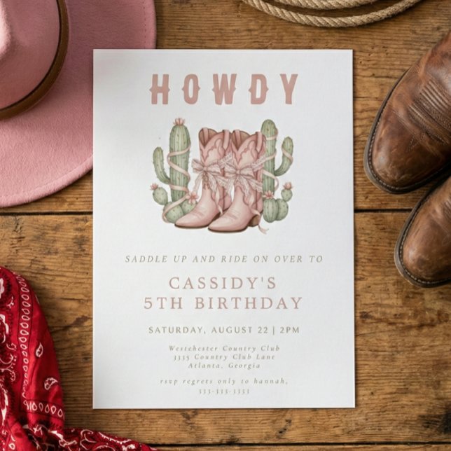 Wild West Cowgirl Country Western Birthday Party Invitation (Creator Uploaded)