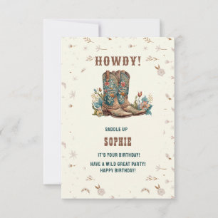 Wild west cowgirl happy birthday greeting card