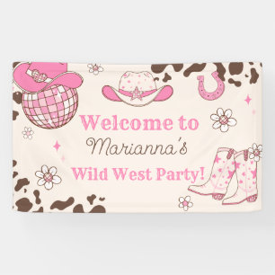 Wild west Cowgirl pink Birthday party Welcome Banner