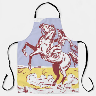 Wild West Cowgirl: Vintage Line Drawing. Apron