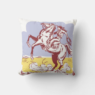 Wild West Cowgirl: Vintage Line Drawing. Cushion