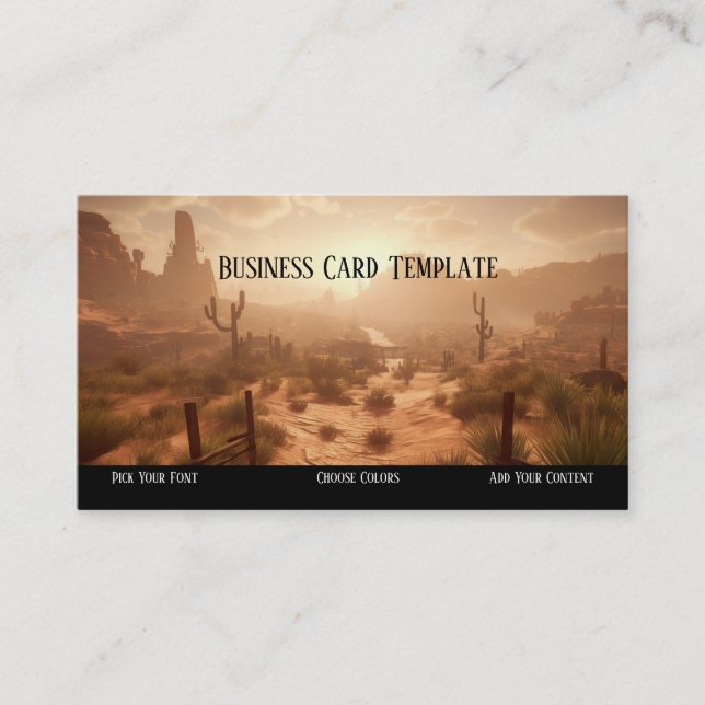 Wild West Desert Sunset Western Business Card (Front)