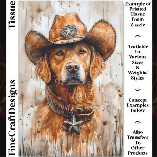 Wild West Dog, Golden Retriever DD2 Decoupage Tissue Paper