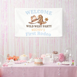 Wild West First Rodeo Birthday Party Banner