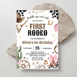 Wild West First Rodeo Girl Birthday Invitation