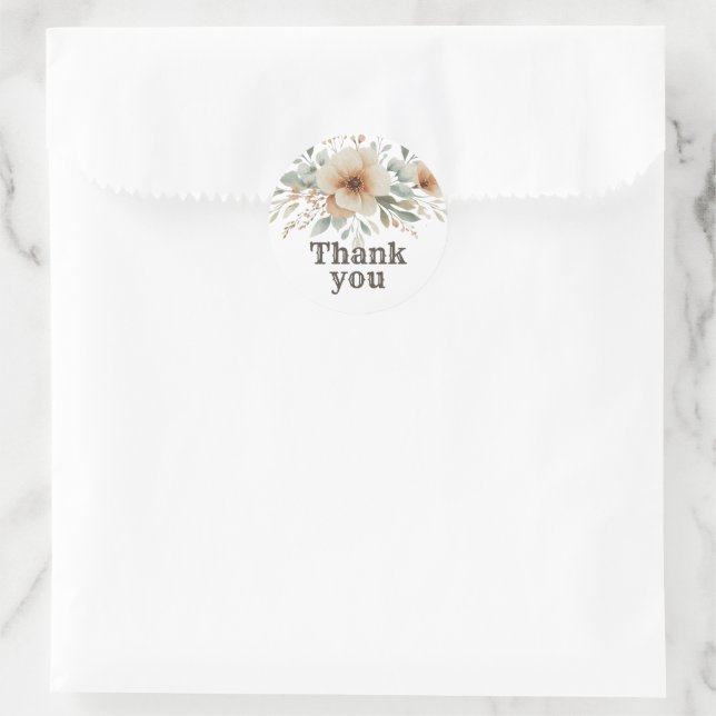 Wild west flowers thank you classic round sticker (Bag)