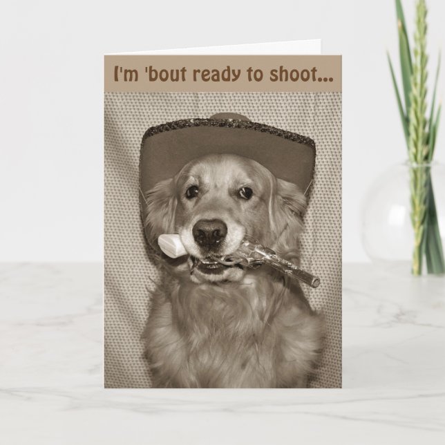 Wild West Golden Cowboy Birthday Card (Front)