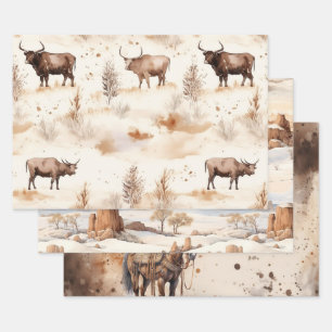 Wild West Horse Birthday Wrapping Paper Sheet