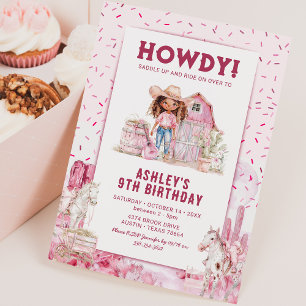 Wild West Horse Cowgirl Kids Birthday Invitations