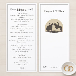 Wild west horseback cowboy wedding menu