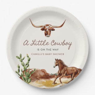 Wild West Little Cowboy Baby Shower Paper Plate