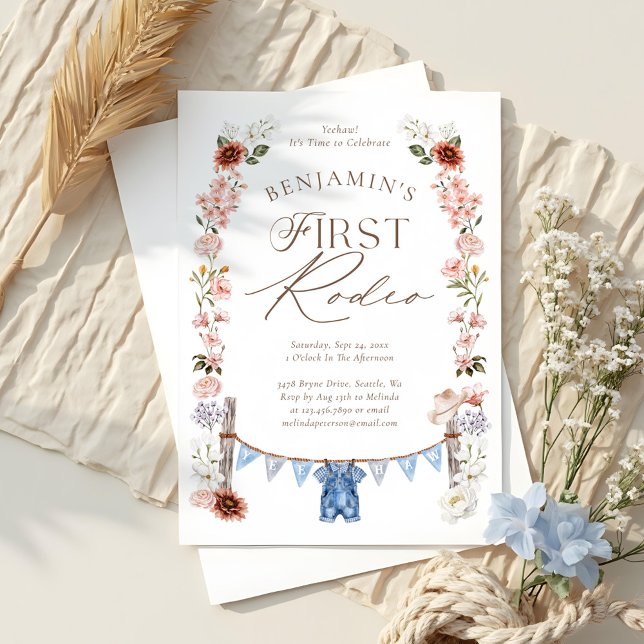 Wild West Little Cowboy First Rodeo 1st Birthday Invitation (Wild West Little Cowboy First Rodeo 1st Birthday Invitation)