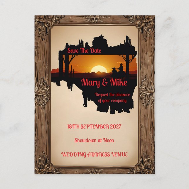 Wild West Novelty Wedding Invitation (Front)