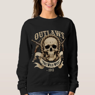 Wild West Outlaw Skull - Gunslinger Cowboy Vintage Sweatshirt