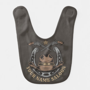 Wild West Revolver Horseshoe Western Cowboy Saloon Bib