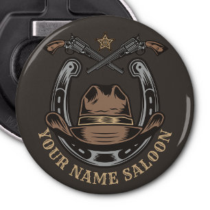 Wild West Revolver Horseshoe Western Cowboy Saloon Bottle Opener