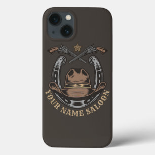 Wild West Revolver Horseshoe Western Cowboy Saloon iPhone 13 Case