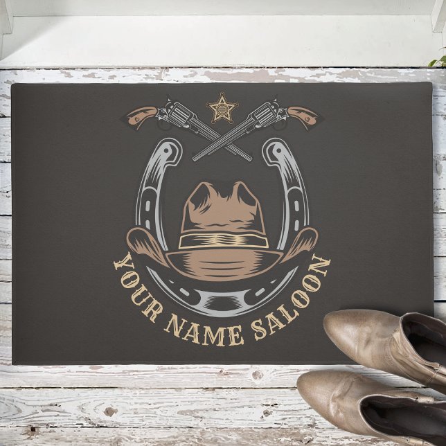 Wild West Revolver Horseshoe Western Cowboy Saloon Doormat (Creator Uploaded)