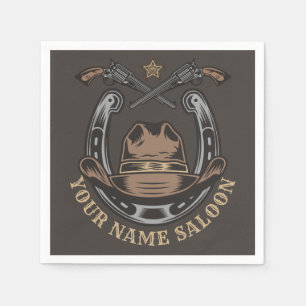 Wild West Revolver Horseshoe Western Cowboy Saloon Napkin