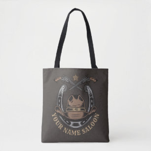 Wild West Revolver Horseshoe Western Cowboy Saloon Tote Bag
