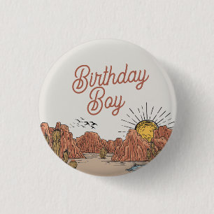 Wild West Rodeo adventure awaits birthday boy 3 Cm Round Badge