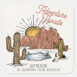 Wild West Rodeo Baby Shower Square Sticker