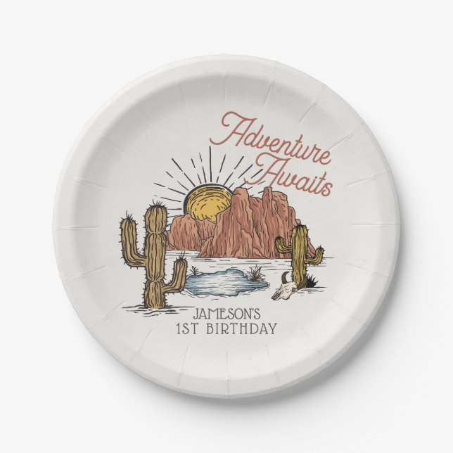 Wild West Rodeo Birthday Party Paper Plate (Front)
