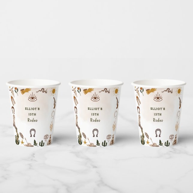 Wild west rodeo cowboy birthday paper cups (Multi)