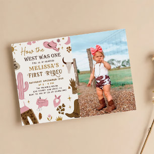 Wild West Rodeo Cowgirl Ranch Birthday Photo Invitation